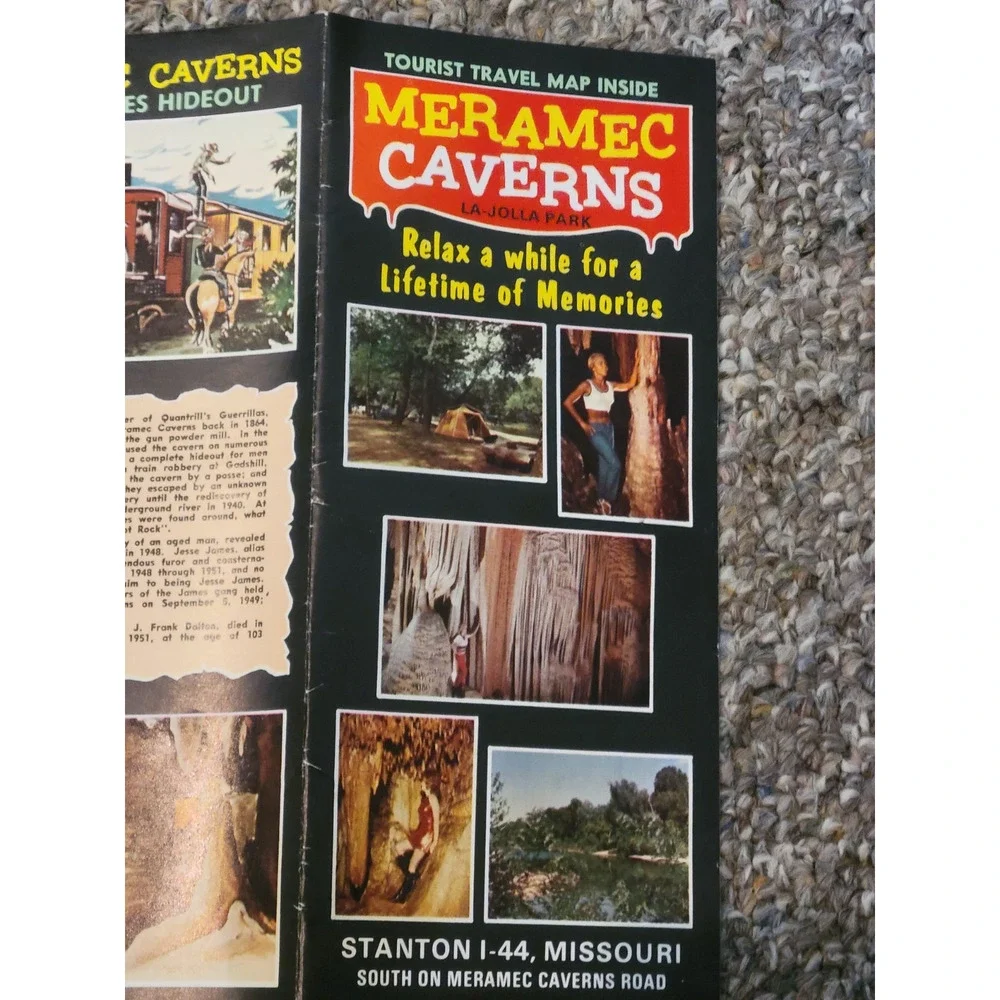 Vtg 1970s Meramec Caverns Ephemera Tourist Brochure Travel Guide‎ Souvenir